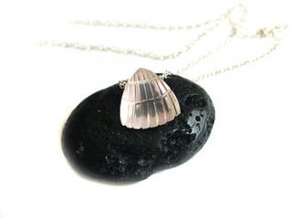 carved rose quartz silver necklace by prisha jewels