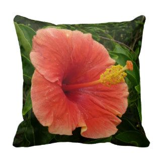 Orange Hibiscus Flower Pillow