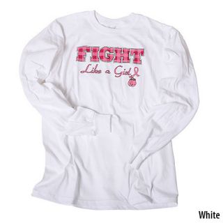 Signify Pink Unisex Fight Like A Girl Plaid Long Sleeve Tee 434073