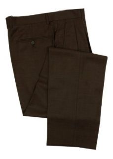 Sancanali Mens Pleated Brown Italian 120s Wool Dress Pants   Size 42 at  Men�s Clothing store