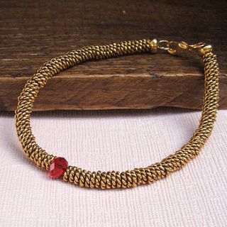gold friendship bracelet with red crystal by storm in a teacup