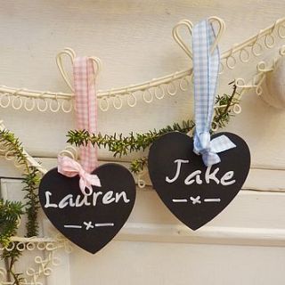 personalised heart chalkboard tag by my little vintage attic