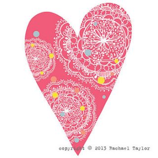 pink dotty bohemian heart decoration by rachael taylor