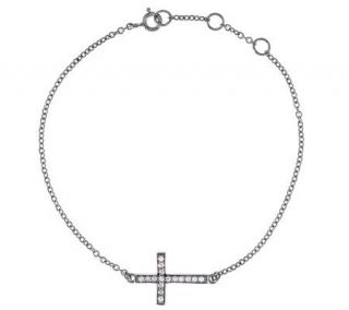 Epiphany Diamonique Pave Cross Bracelet —