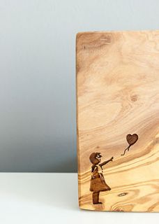 banksy 'girl with balloon' chopping board by the rustic dish