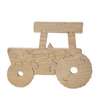 hand carved personalised tractor jigsaw by marbletree