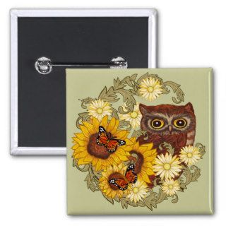 Sunflower Owl Border Buttons