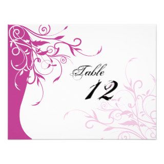 Table Number Wedding Card   Fuchsia Pink Floral Personalized Invite