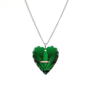 Necklace Heart Charm Marijuana Joint and Leaf Artsmith Inc Jewelry