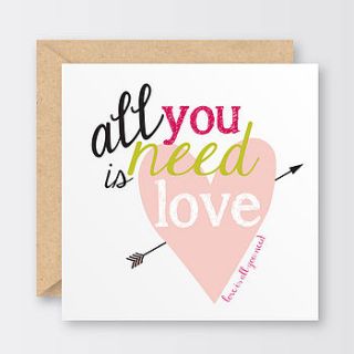 'all you need is love' valentine's card by the little bird press