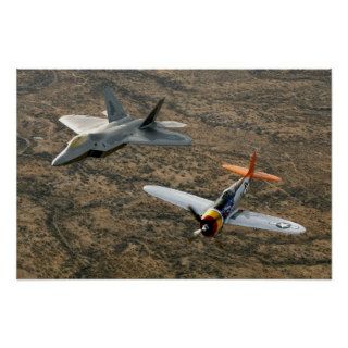P 47 Thunderbolt / F 22A Raptor Fighter Aircraft Posters