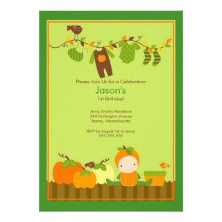 Fall Pumpkin Boy Birthday Party Invitation