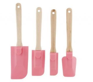 Quick Fix 4 pc. Silicone Spatula Set with Birch Wood Handles —