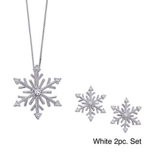 Sterling Silver Diamond Snowflake Earring or Pendant Collection Diamond Necklaces
