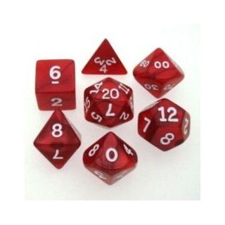 Red Perlized 7 Pc Polyhedral Dice Set D4, D6, D8, 2xd10, D12, D20 [Toy] Toys & Games