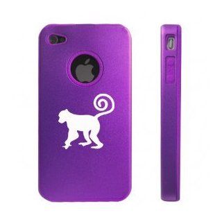 Apple iPhone 4 4S 4 Purple D3086 Aluminum & Silicone Case Cover Monkey Cell Phones & Accessories