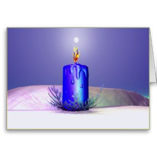 Christmas Candle Night Blue Greeting Cards