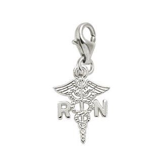 Rembrandt Charms Registered Nurse Charm with Lobster Clasp, 14k White Gold Clasp Style Charms Jewelry