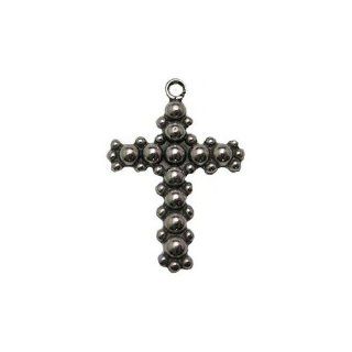 Mexican Beaded Cross Pewter Pendant on Corded Necklace Jewelry