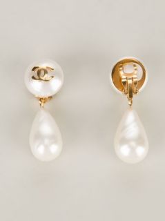 Chanel Vintage Pearl Drop Earrings