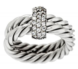 Steel by Design Twisted Rope & Crystal Accent Ring —