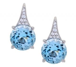 Judith Ripka Sterling 15.0ct Blue Topaz & Diamonique Drop Earrings —