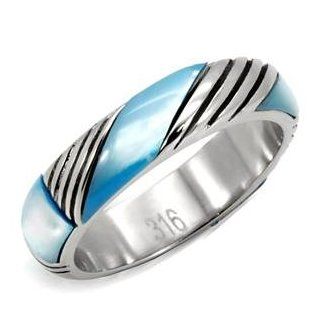 Stainless Steel Aquamarine Eternity Band Jewelry