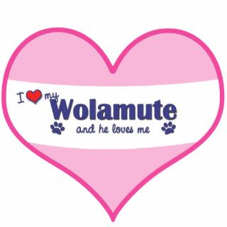 I Love My Wolamute (Male Dog) Photo Sculpture