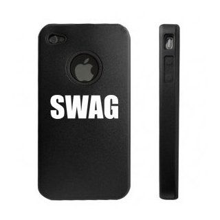 Apple iPhone 4 4S 4G Black D1814 Aluminum & Silicone Case Cover SWAG Cell Phones & Accessories