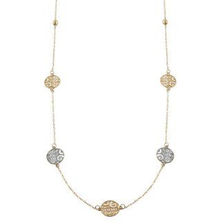 14 karat Two tone Gold Swirl Design Disc Station Necklace (20 Inch) Jewelry