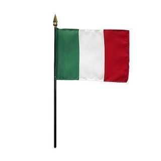 Italy International Hand Held Desk Table Top Polyester Flag 4" X 6" on 10" Black Plastic Staff with Gold Spear Tip (12 Pack)  Outdoor Flags  Patio, Lawn & Garden