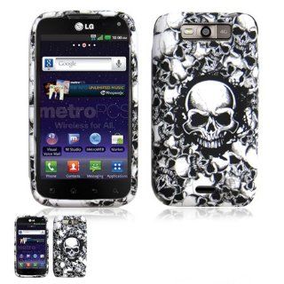 LG Connect 4G MS840 Skulls Crystal Skin Design Case Cell Phones & Accessories