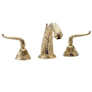 Phylrich K337025 025 Polished Gold Bathroom Faucets 8" Lav Faucet Ribbon & Reed Lever Handles   Touch On Bathroom Sink Faucets  