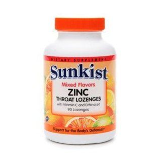 Sunkist Zinc Throat Lozenges with Vitamin C and Echinacea Mixed Fruit, 60 mg, 90 Count Health & Personal Care