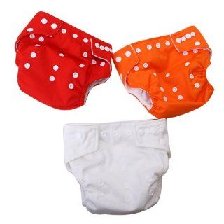 3pcs Baby Washable Reusable Cloth Diaper Without Insert Red + Orange + White  Baby
