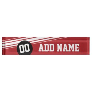 Red Black Racing Stripes Custom Name Number Name Plates