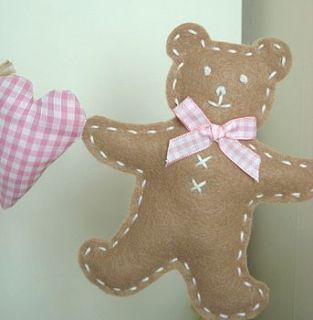 felt teddy garland   blue or pink by cherish