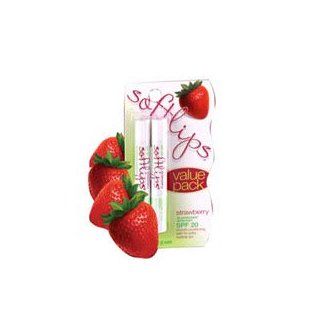 SoftLips Strawberry SPF 20 Lip Balm 2 Each/3 Count  Lip Protection Sunscreen  Beauty