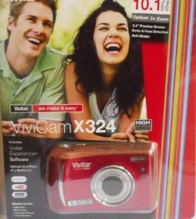 Vivitar Vivicam X324 10.1 Megapixel Digital Camera   Red  Point And Shoot Digital Cameras  Camera & Photo