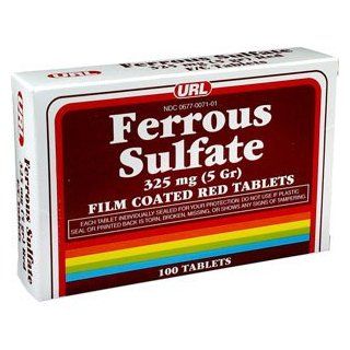 PACK OF 3 EACH FERROUS SULF TAB RED 325MG URL 100TB PT#677007101 Health & Personal Care