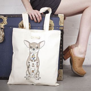 tattoo chihuahua tote bag by sophie parker