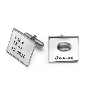 personalised fingerprint cufflinks by button and bean