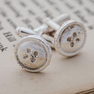 silver button cufflinks by cabbage white england