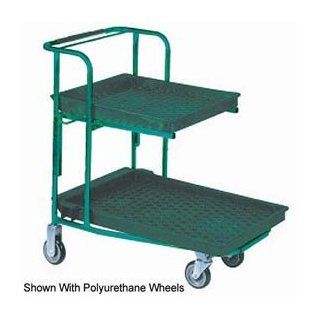 Win Holt® Stocking Cart Retractable Shelf & Plastic Deck, Semi Pneu Wheels  Utility Carts 