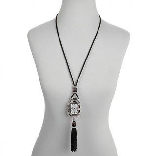 "Jazz Age" Crystal and Enamel Tassel Pendant Watch