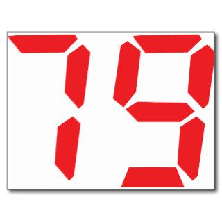 79 seventy nine red alarm clock digital number post cards