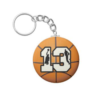 Number 13 Basketball and Players Key Chains