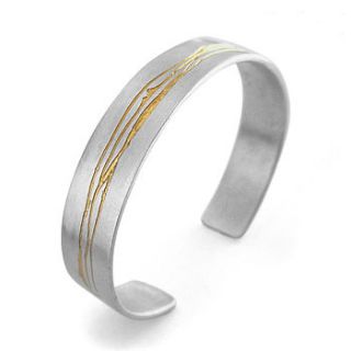 silver cuff with 22ct gold detailing by kate smith jewellery
