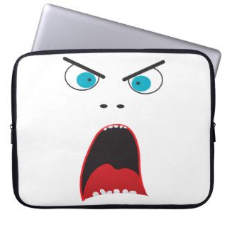 Funny angry face laptop computer sleeve