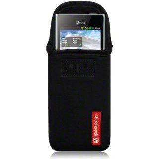 LG Optimus L3 E400 Black Neoprene Pouch / Case / Cover / Skin With Shocksocks Logo Cell Phones & Accessories